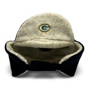 Reebok Green Bay Packers Trapper Hat Mens L/XL Black Sherpa Fleece NFL Excellent